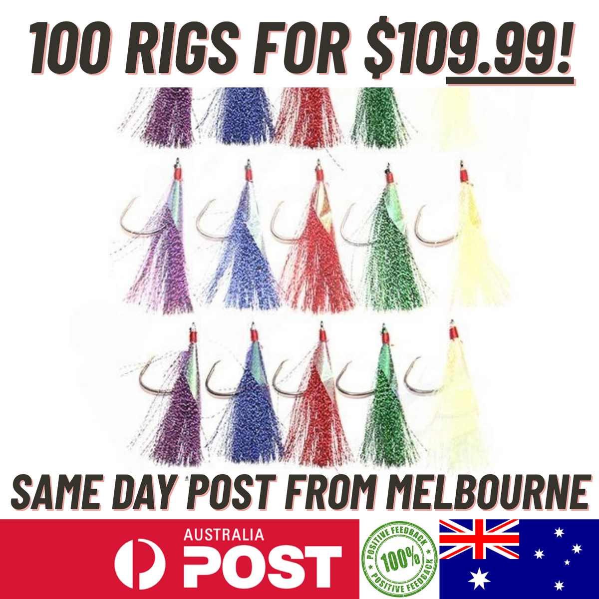 100pcs Flasher Paternoster Fishing Rigs Bulk Snapper Value Free Postage