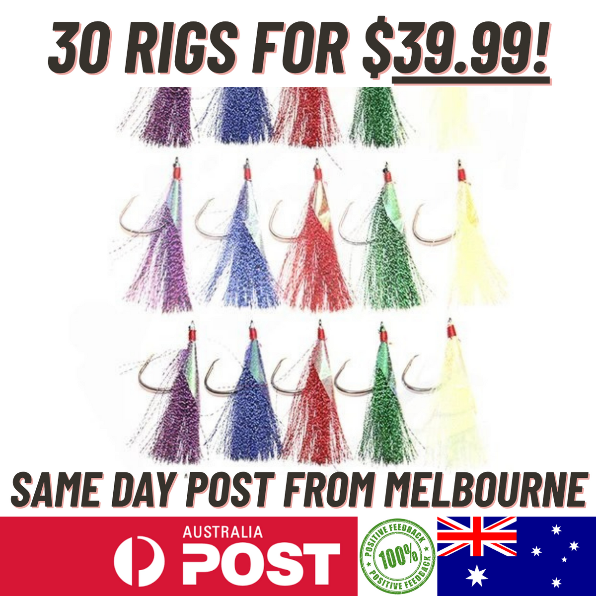 30pcs Flasher Paternoster Fishing Rigs Bulk Snapper Value Free Postage